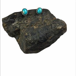 Vintage sterling  faux turquoise stud earrings